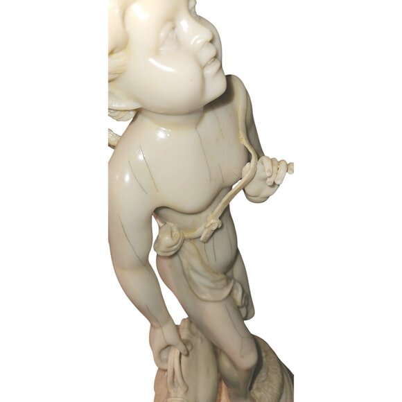 Antique Cupid Sculpture Resin Faux Ivory Resin 20" Tall Mid-Century Modern - Picture 13 of 15